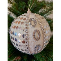 Новорічні кулі білі зі сріблястим декором Ø100мм, ціна за набір 2 шт (SH312)